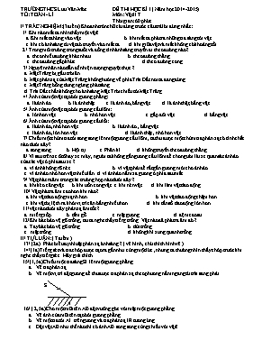 Đề thi tham khảo học kì I môn Vật lí 7 - Trường THCS Lưu Văn Mót